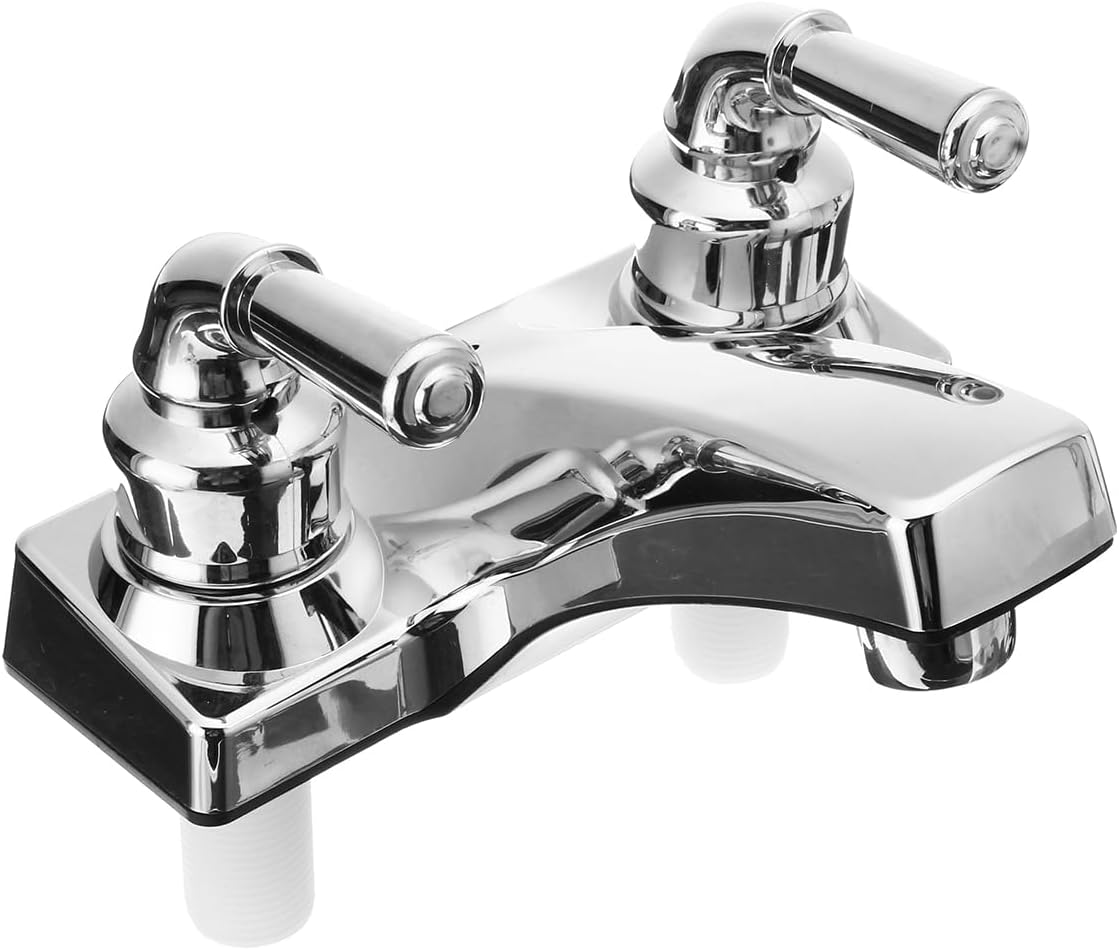 CHOUPIJIANG RV Bathroom Faucet,Plastic RV Bathroom Replacement Valve Diverter with 2 Knob Handles,RV Sink Faucet for Bathroom,RV Faucet for RV Home Campers Motorhomes Travel Trailers