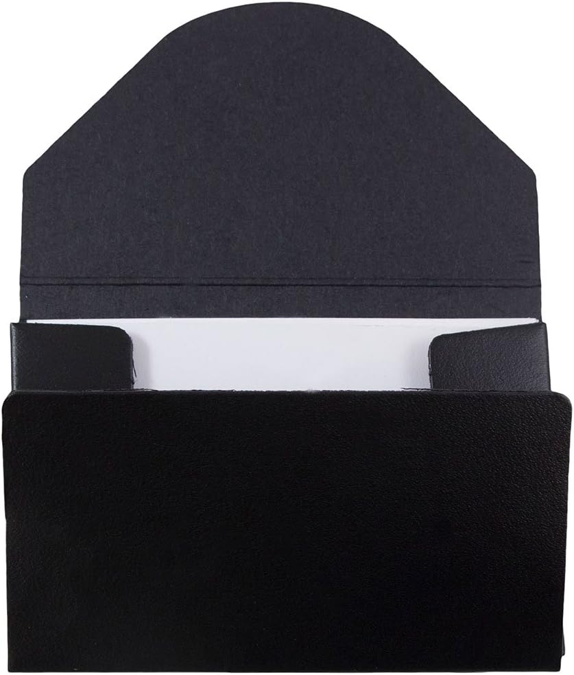 JAM Paper カラフル名刺ホルダーケース ラウンドフラップ付き ブラックチップボード 個別販売