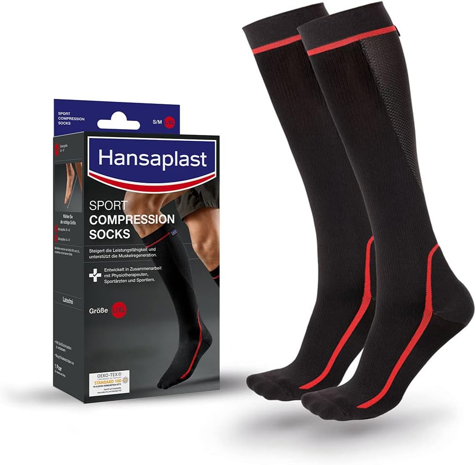 Hansaplast Sports Compression Socks, Muscle Support Compression Socks, Muscle Recovery Compression Socks, 1 Pair, L/XL