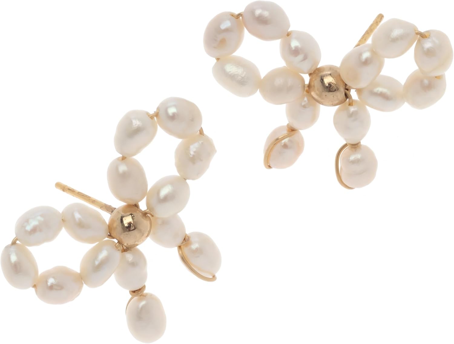 Lovely Bow Simulated Bead Dainty Post Earrings