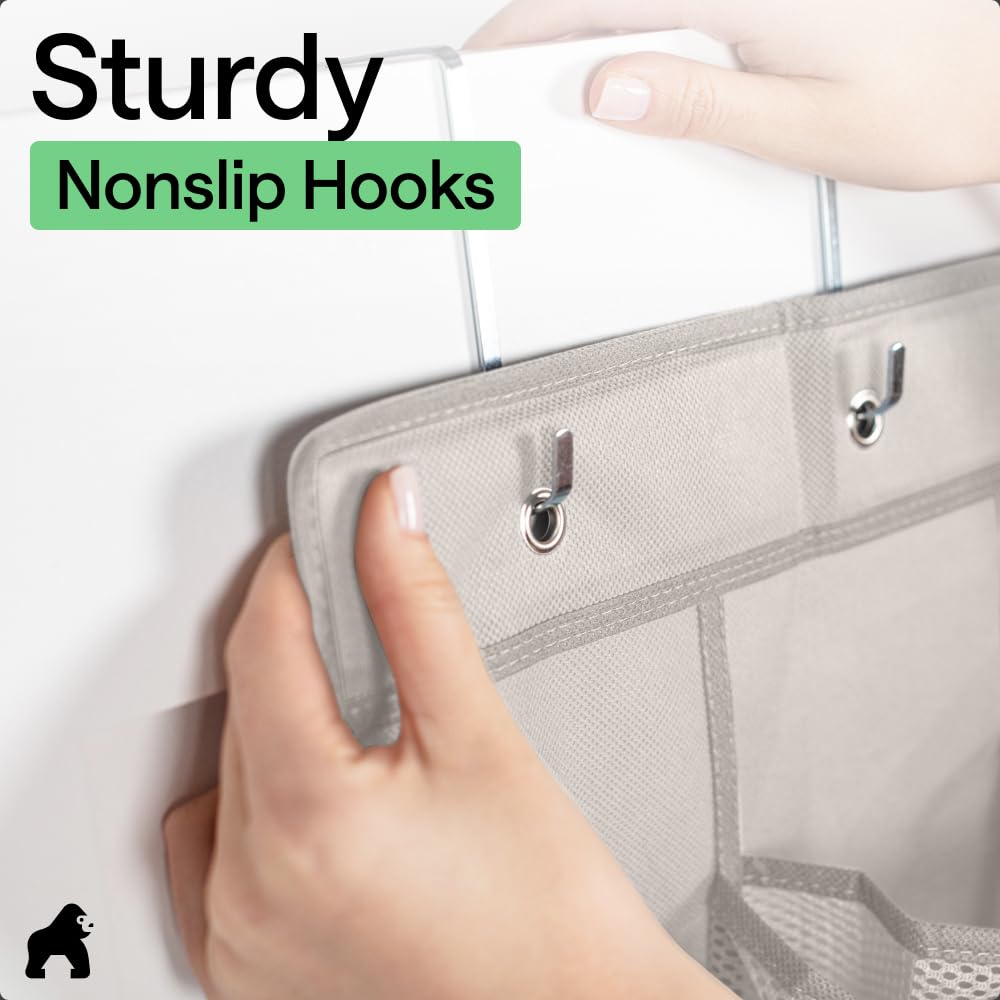 Gorilla Grip Organizer per scarpe sopra la porta, 24 grandi tasche in rete traspirante, salvaspazio, da appendere, per armadio, può contenere fino a 18 kg, si appende agli armadi per scarpe,