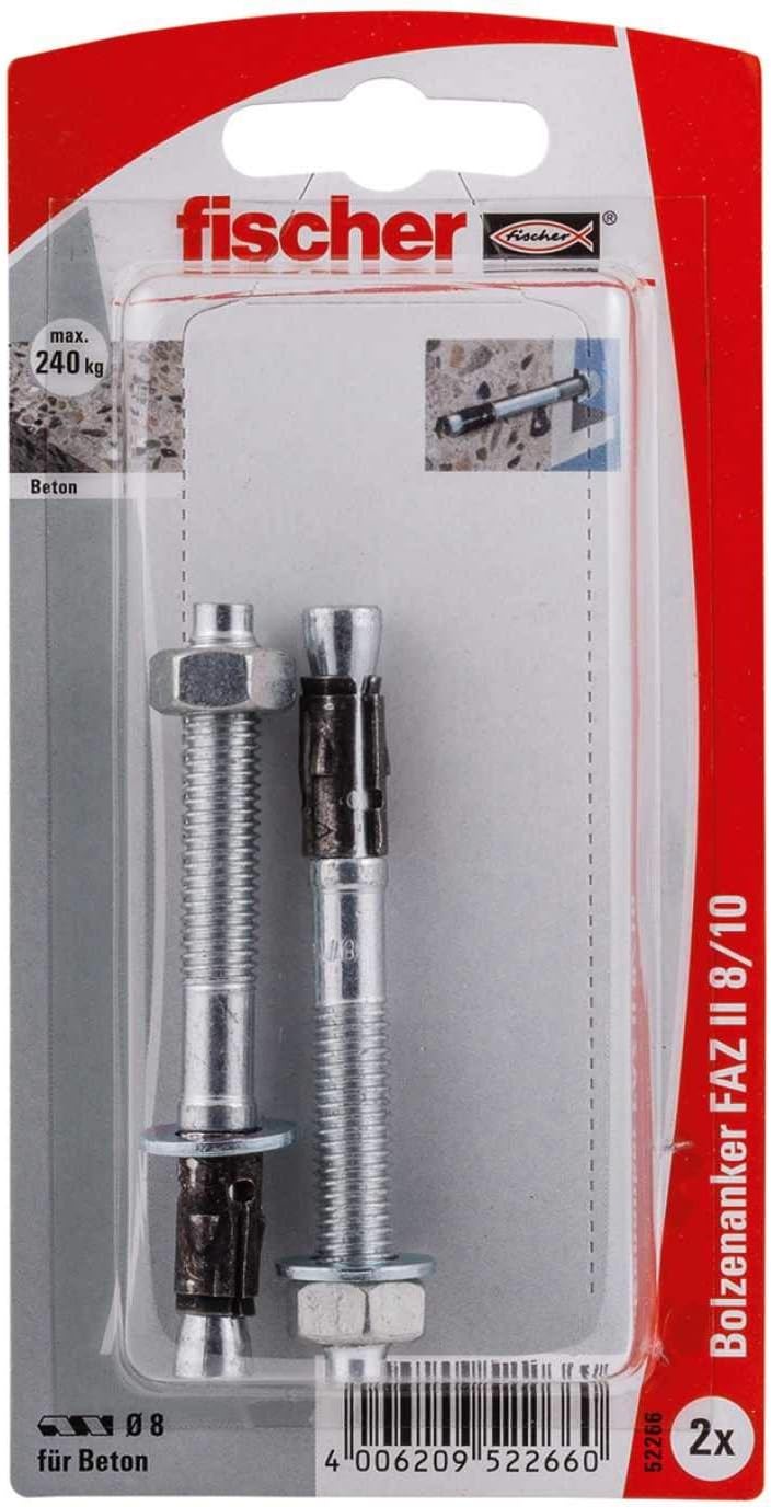 Fischer 52266 FAZ II 8/10 K Bolt Anchor - Multi-Colour (2-Piece)