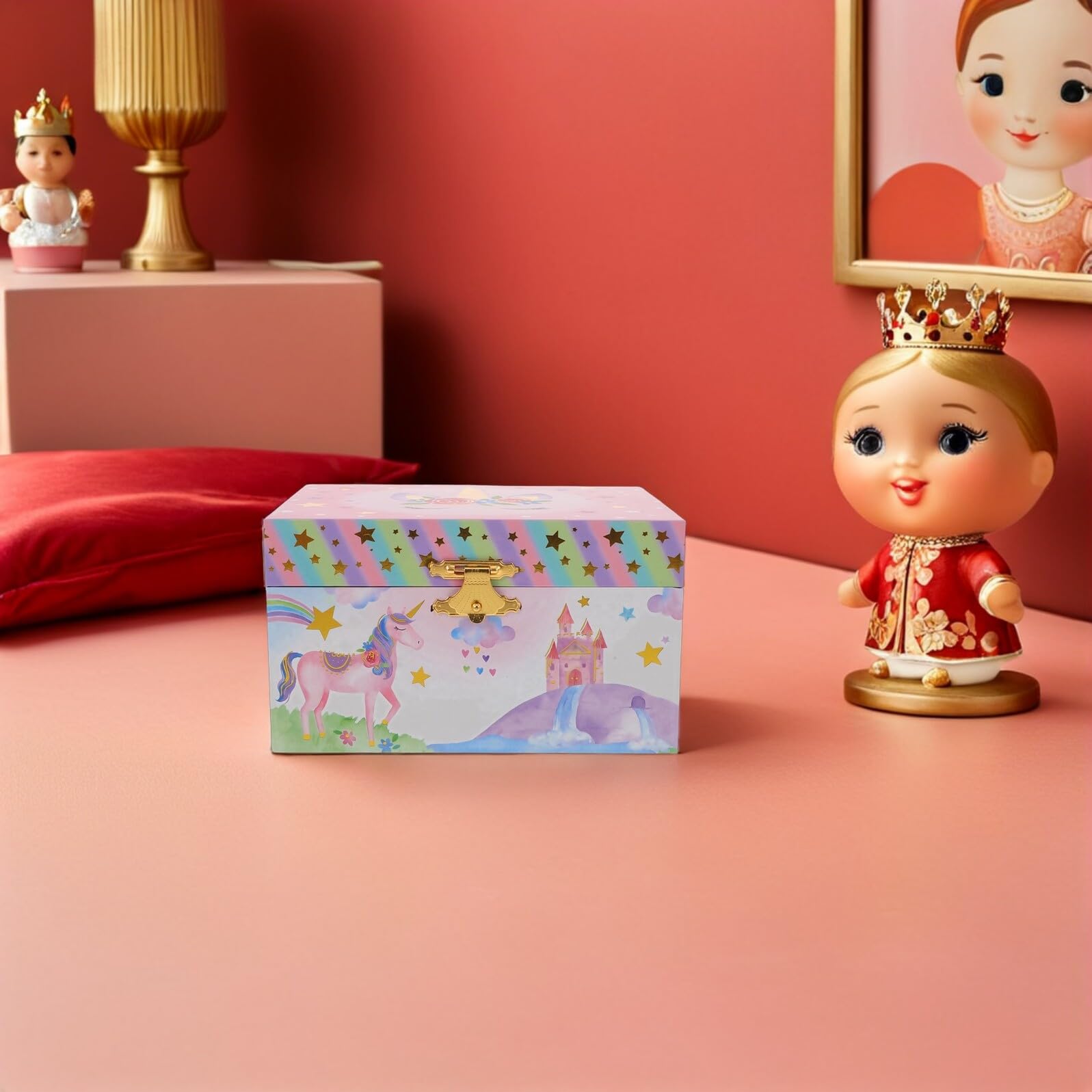 Joyero Musical De Unicornio Para Niñas Caja Musical Multifuncional Para Guardar Joyas Para Navidad y Cumpleaños