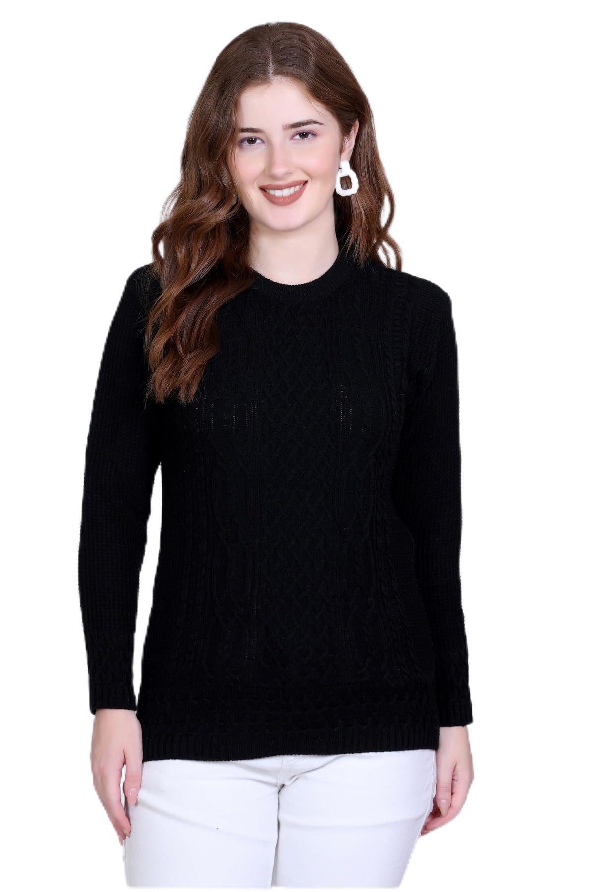 Women Wool Blend Striped Sweater Full Sleeve Winter Wear Top for Women Soft Warm Knit Pullover-image-36