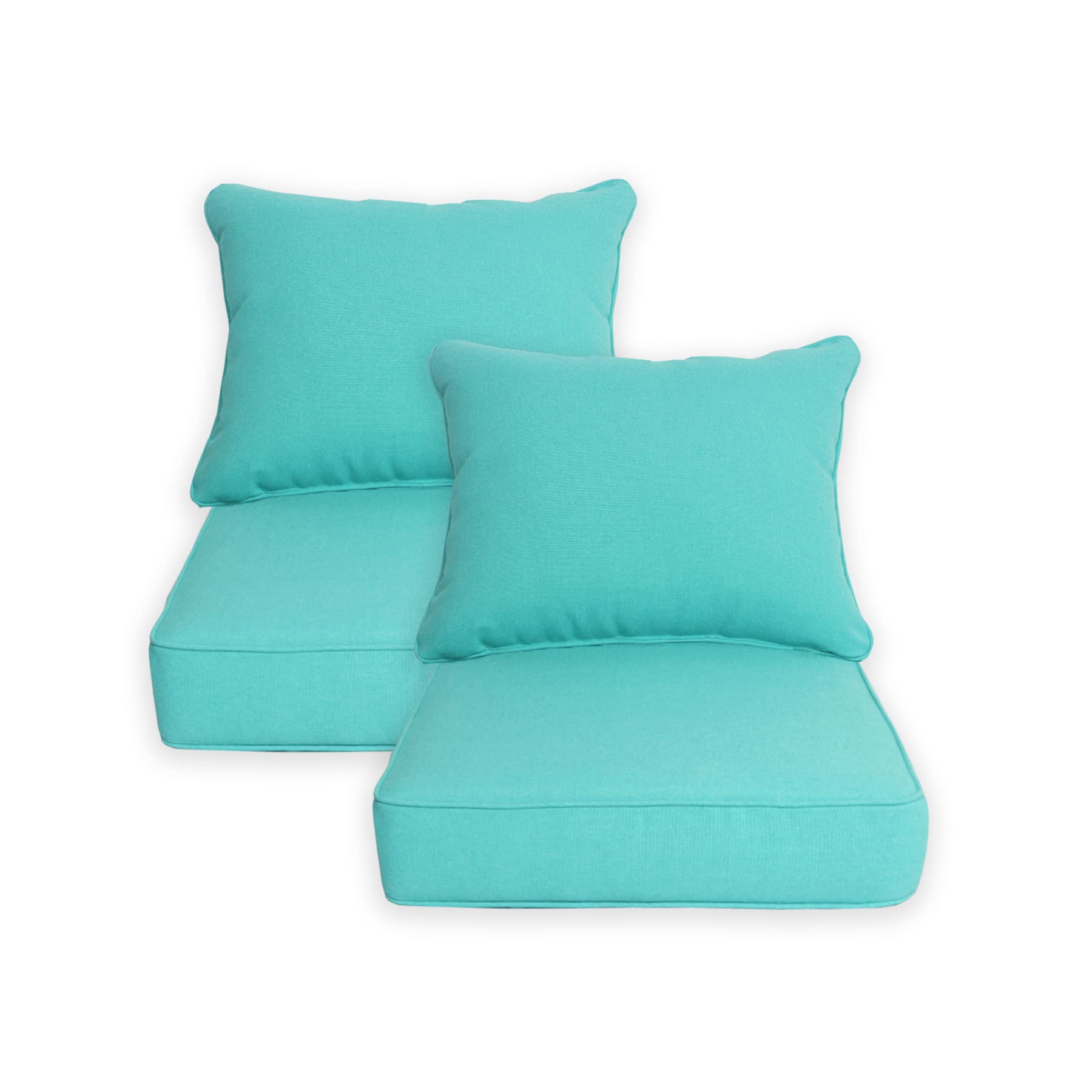 COZYVIDA Indoor/Outdoor Deep Seat Patio Cushions seat(22x24x4.5 inch),Back(23x19x6.5 inch): Resilient Foam Filling, Weather Resistant Patio Cushions, 2 Sets,GreenX