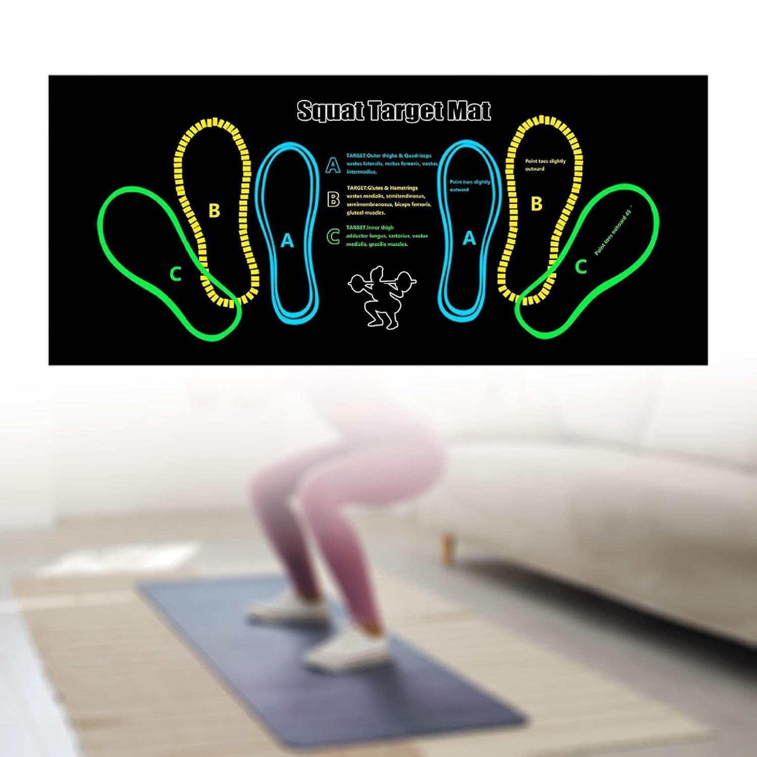 Calyrex Exercise Mat Perfect for Squats, Leg and Ab Workouts, Squat guide mat, Squat Step Position, Squat Mat Knee Mat Lightweight and Portable for Men and Women (Black)-picture-10