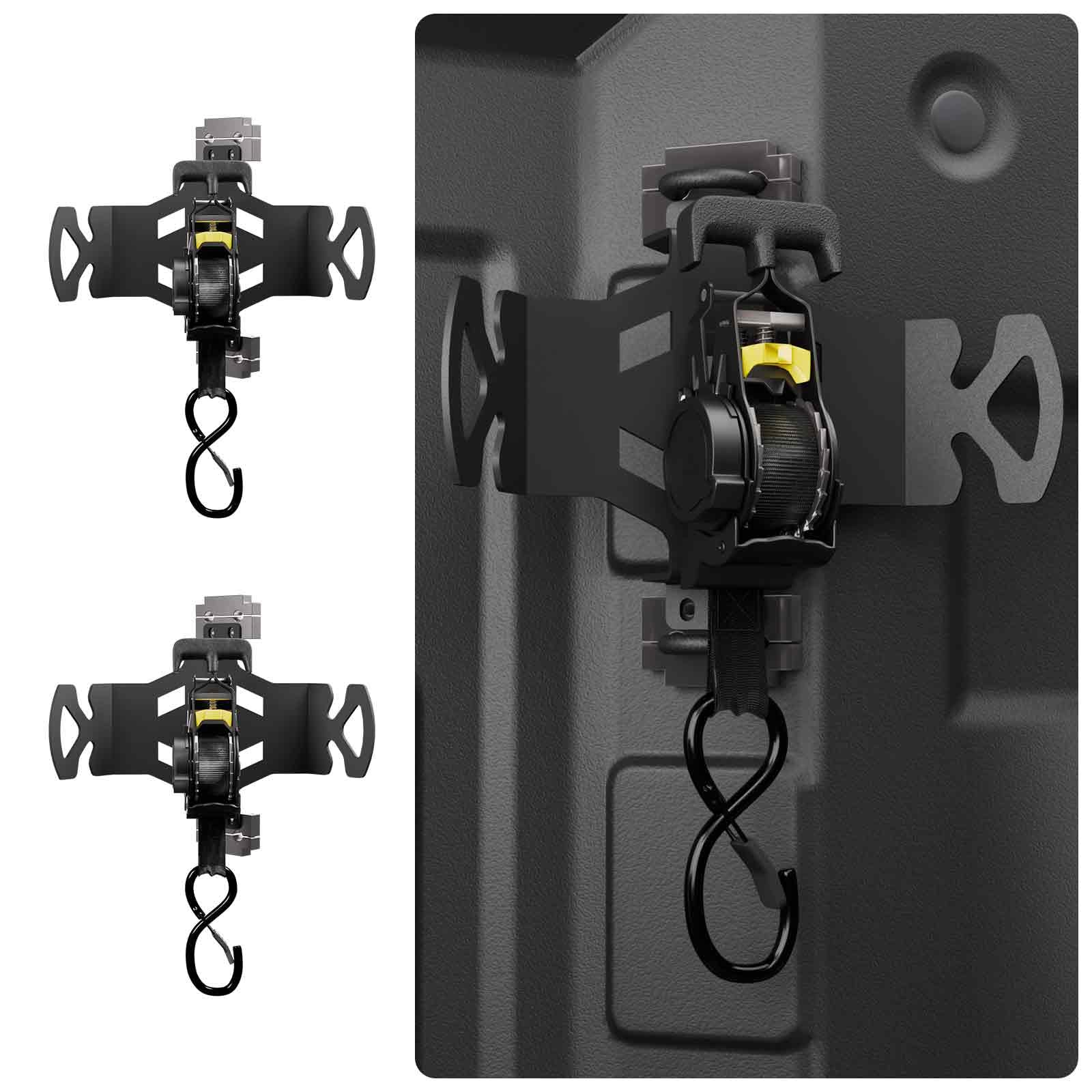 Rotating Retractable Ratchet Straps for Chevy Silverado &amp; GMC Sierra 1500 2500 Accessories 2019–2025 Auto-Retract Tie Down Straps with Swivel Ratchet Heavy Duty Truck Bed Accessories (2PCS)
