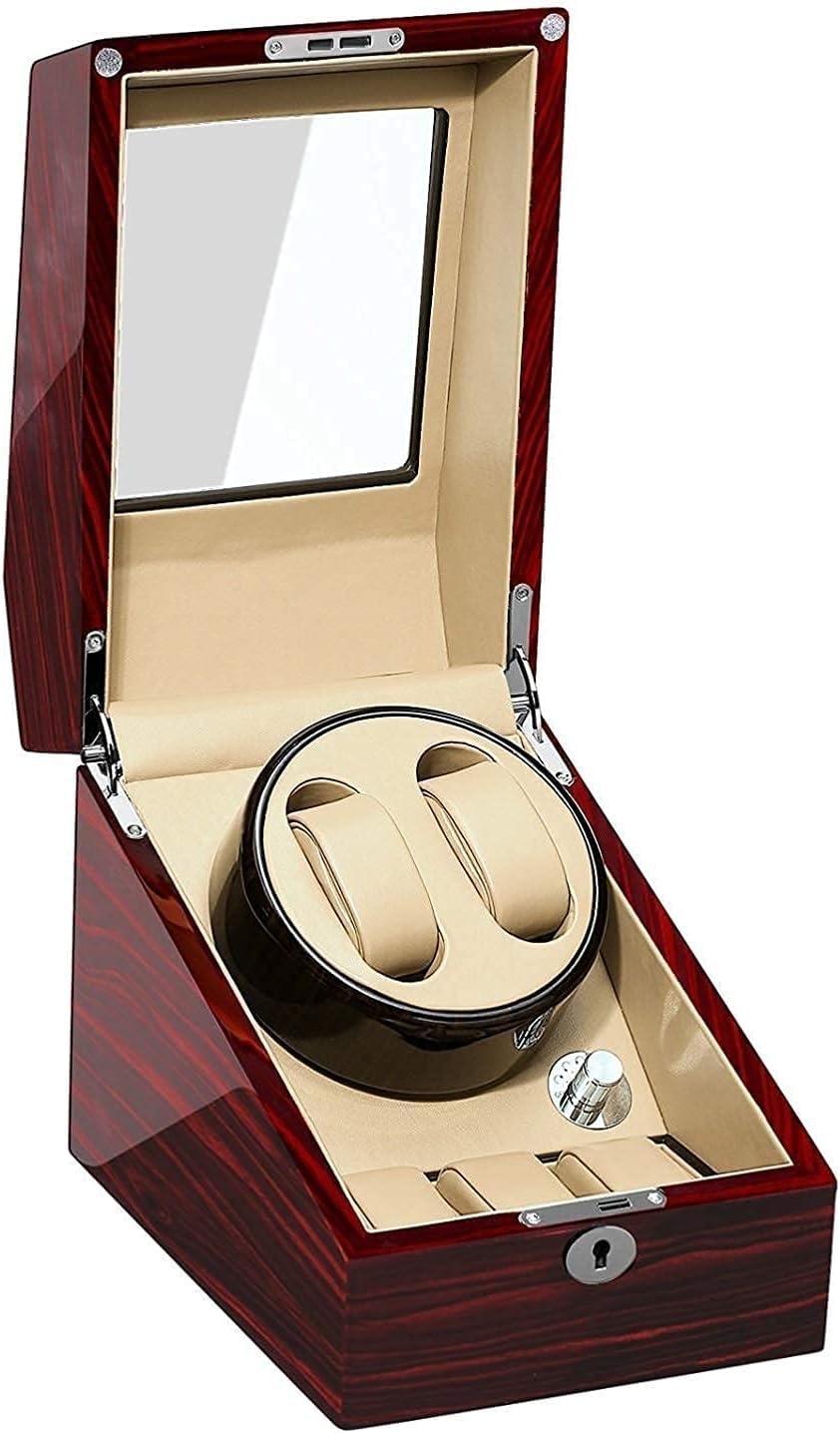 FENOKD Automatic Watch Winder Box Watch Winder Box Wooden Automatic Watch Winder Double Watches Storage Boxes for 2 Watches Watch WindersHoliday Gift