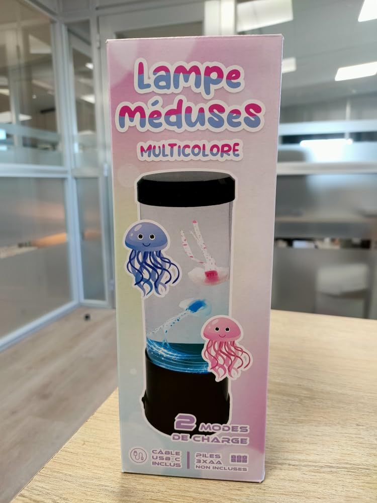B&G International Lampe Aquarium Méduse LED – 2 Méduses Colorées, Changement Automatique, Double Alimentation,