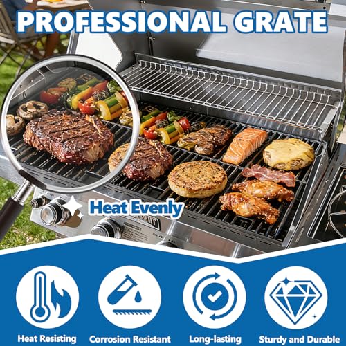 Image of Grill Parts Kit for Monument 4-Burner Grill Relacement Parts Accessories | 3 97888 Grates+4 Burners+4 Heat Plates, for Monument D405 /425 & 24367 /24633 /35633 /13892 Gas Grill, All-in-One Grill Parts Set