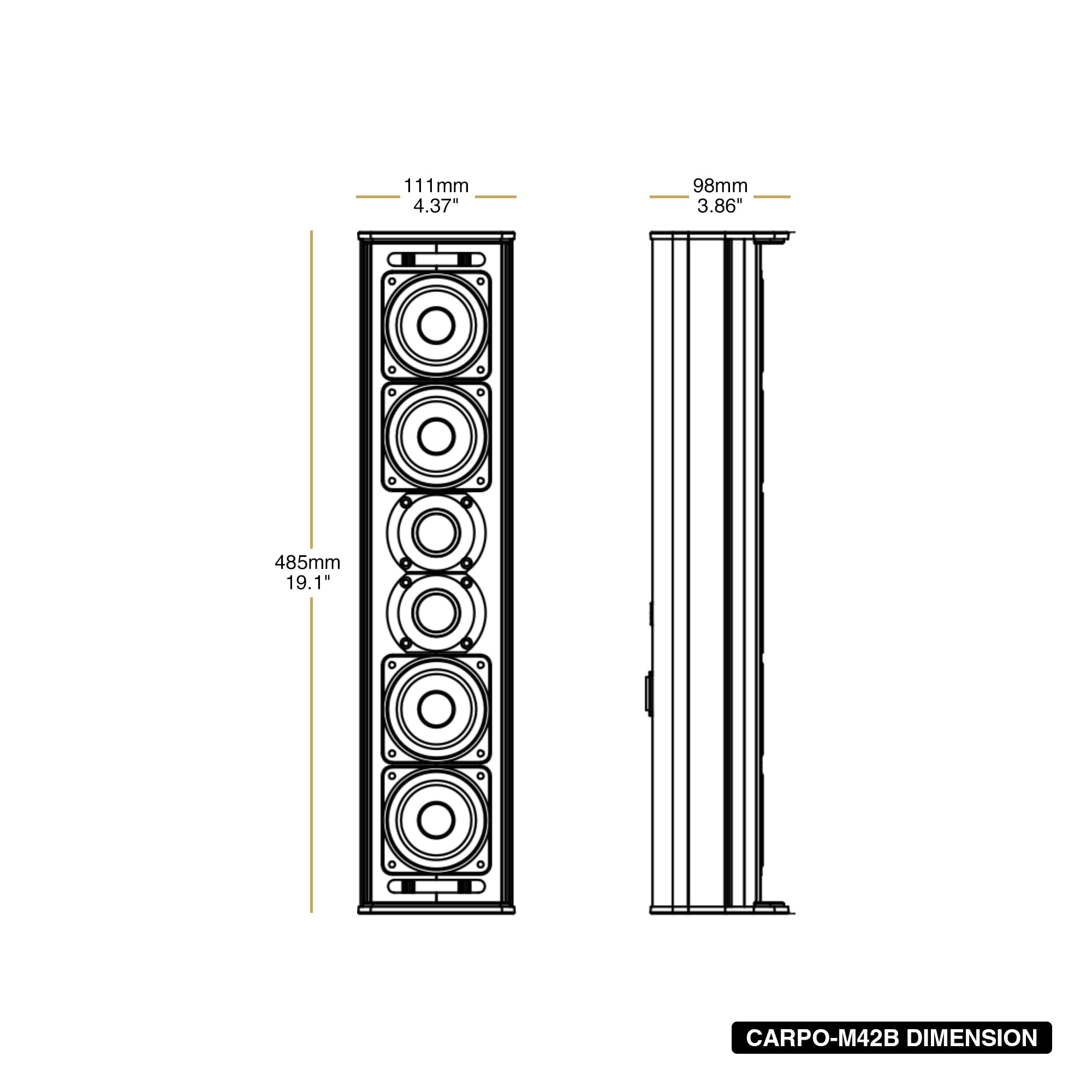 Sound Town Altoparlante compatto a colonna Line Array in alluminio resistente alle intemperie con staffa di montaggio a parete, woofer 4 x 3, 2 tweeter a cupola da 1,2, nero, per chiesa, installazione