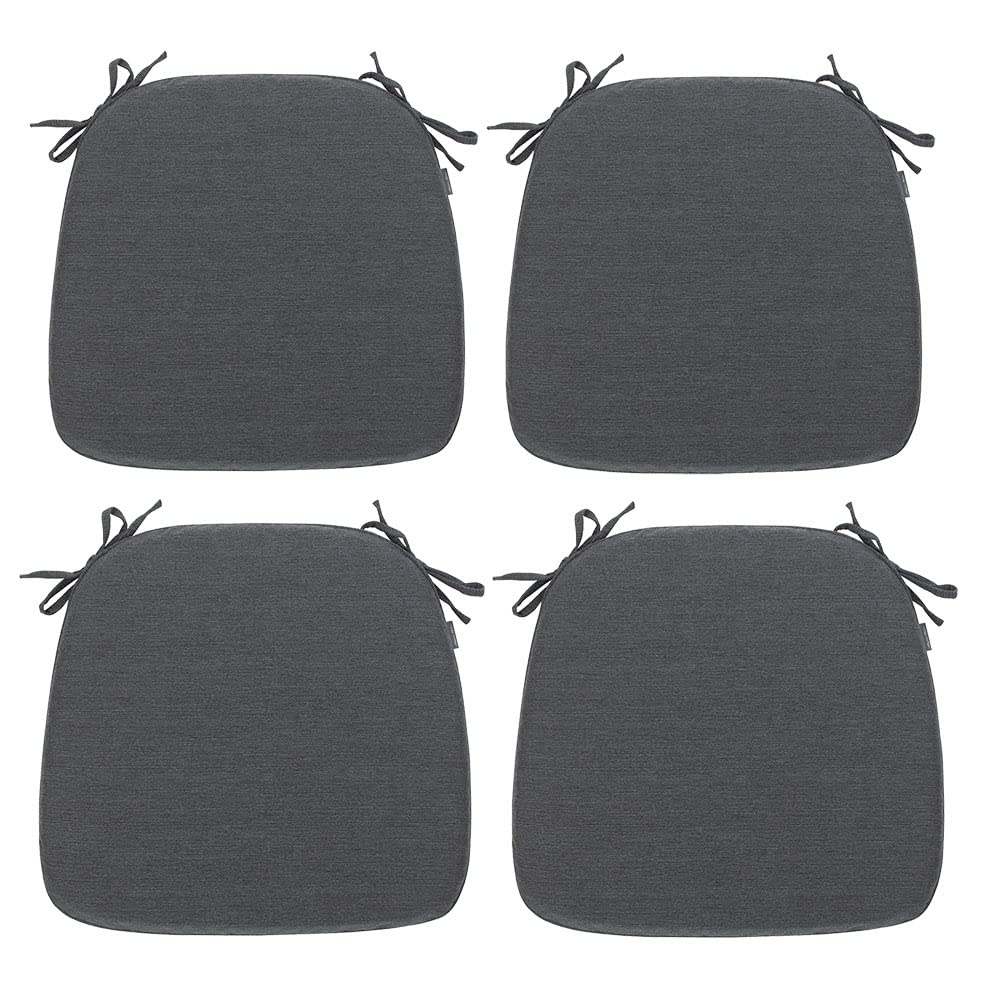 17"x16"x2" U-Shape Chair Cushions with Ties 4 Count, Outdoor Indoor Waterproof All Weather Seat Pads Decoration for Patio Garden Dining Office - Dark Gray