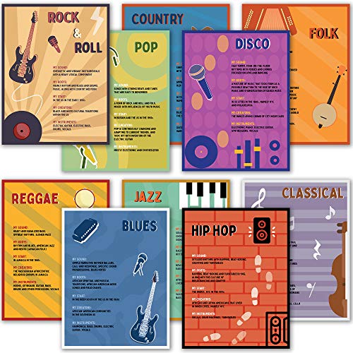 10 Music Genre Posters for Classrooms - Music Classroom Decorations for Elementary School Teaching.