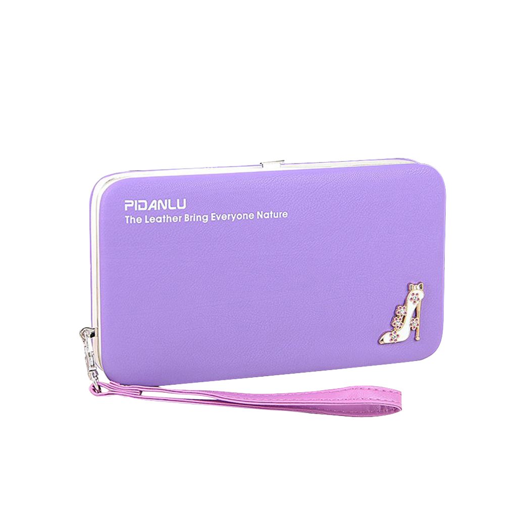 Fashionable Womens Long PU Wallet Coin Purse Cellphone Pouch (Purple)-image-17