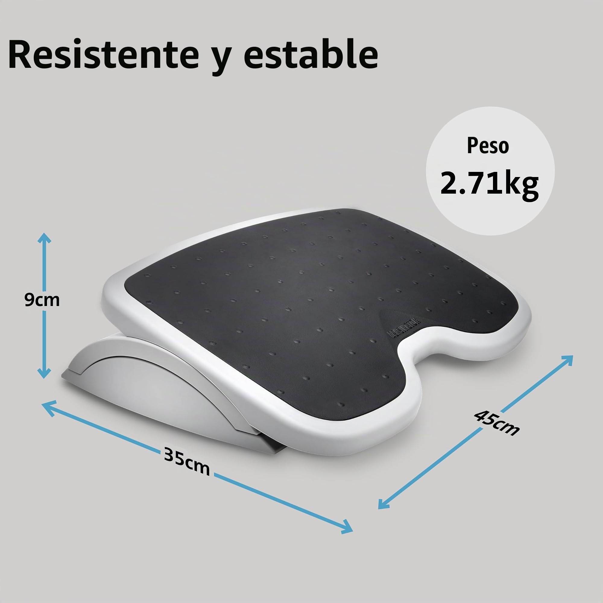 Kensington 56145 - Reposapiés SoleMate para Debajo del Escritorio, Ergonómico Ajustable, Reposapiés con 6 Niveles de Inclinación para Oficina y Hogar, Gris/Negro