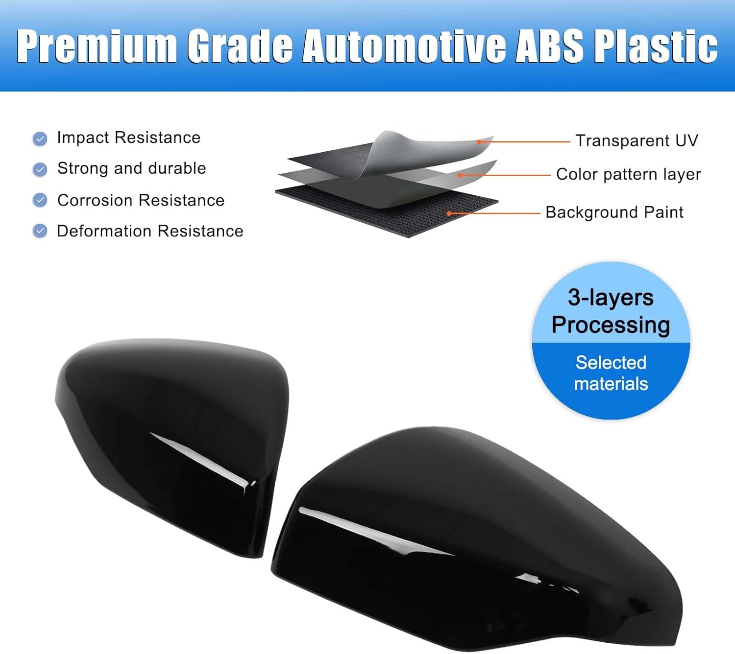 Side Rearview Mirror Cover for S-ubaru Outback 2021-2024 Accessories, ABS Car Side Door Exterior Mirror Guard Cover Caps (Glossy Black)