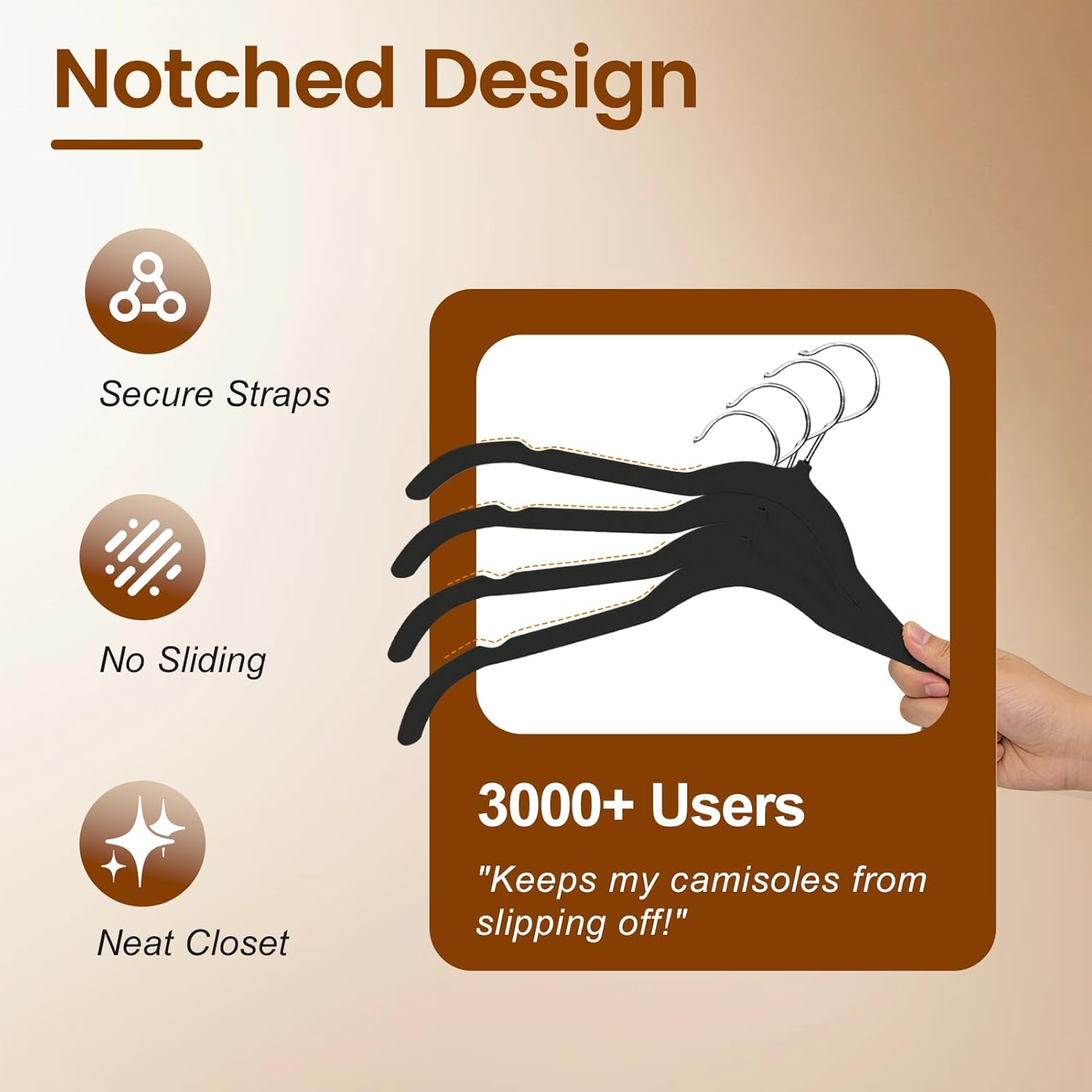 Premium Velvet Shirt Hangers, Space Saving Felt Hangers, No Shoulder Bumps, Non-Slip & Ultra Slim, Sturdy and Elegant, Prevents Clothing Deformation for Blouses, Tank Top, Coat -50 Pcs (Black)