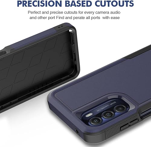 Miniatura 5 de Jeylly Funda para Motorola G Stylus 5G 2022, doble capa de alta resistencia a prueba de golpes, policarbonato duro+goma TPU suave, cubierta