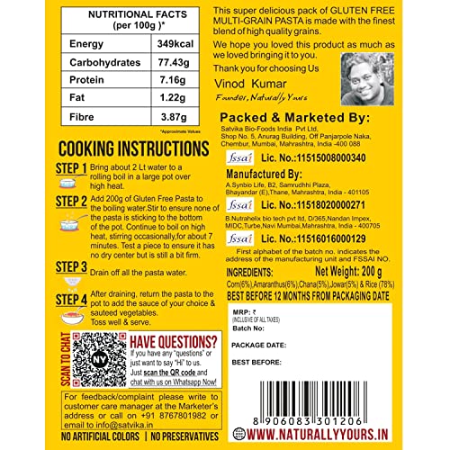 Image of naturally yours Multi Millet Noodles & Multigrain Pasta, Preservative Free, 180 Gram