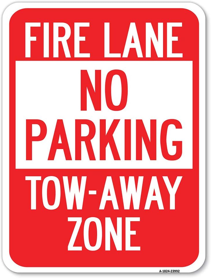 (2 Pack) Fire Lane Sign No Parking Tow-Away Zone | 12" X 18" Heavy-Gauge Aluminum Sign | Rust Free Aluminum, Weather Resistant, Waterproof, Fade Resistant, 2 Pre-drilled Holes