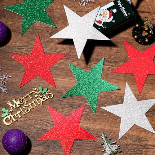 Gejoy 80 peças de recortes de estrela com glitter, recortes de confetes de estrela de papel para qua