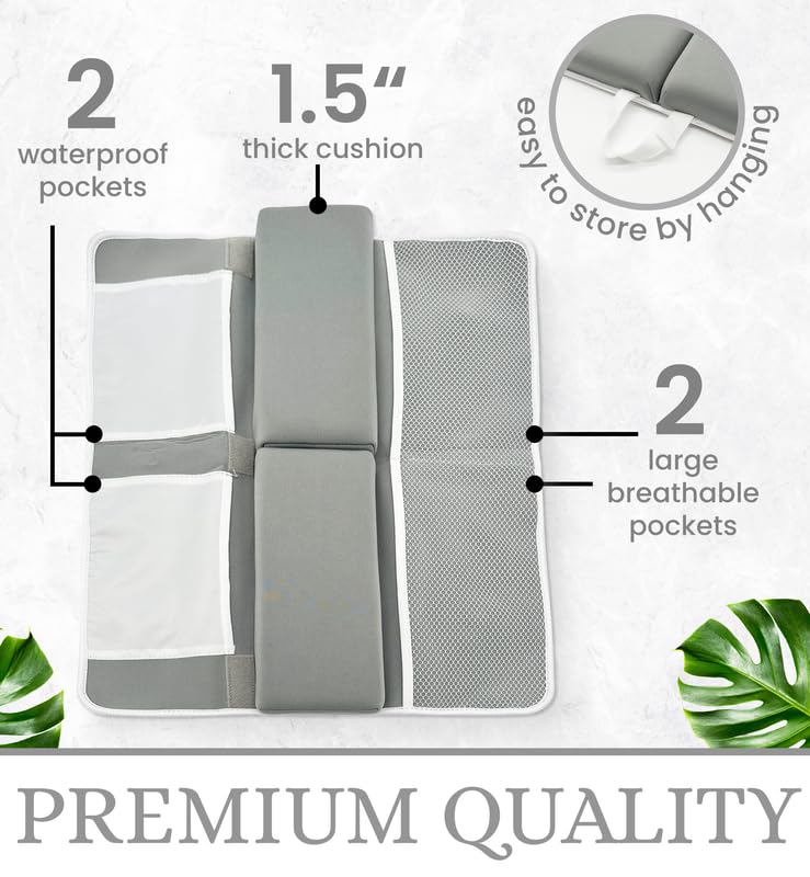 Image of 2PC Bath Kneeler and Elbow Rest Pad Set, Comfortable Baby Bath Kneeler, Baby Bath Bathtub Accessories, Kneeling Pad for Baby Bath, Bath Toy Organizer, Baby Bath Pad, Kneeling Mat for Bathing Baby