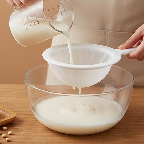 2 coladores de malla fina para jugos, colador de malla de nailon 100 de malla de plástico con mango para leche de soja, café, yogur, jugo, hoja de