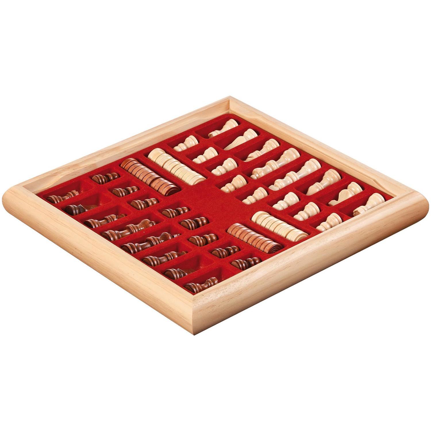 Philos 2803 - Ajedrez Damas Set, Tablero a Dos Caras con una Caja de Madera