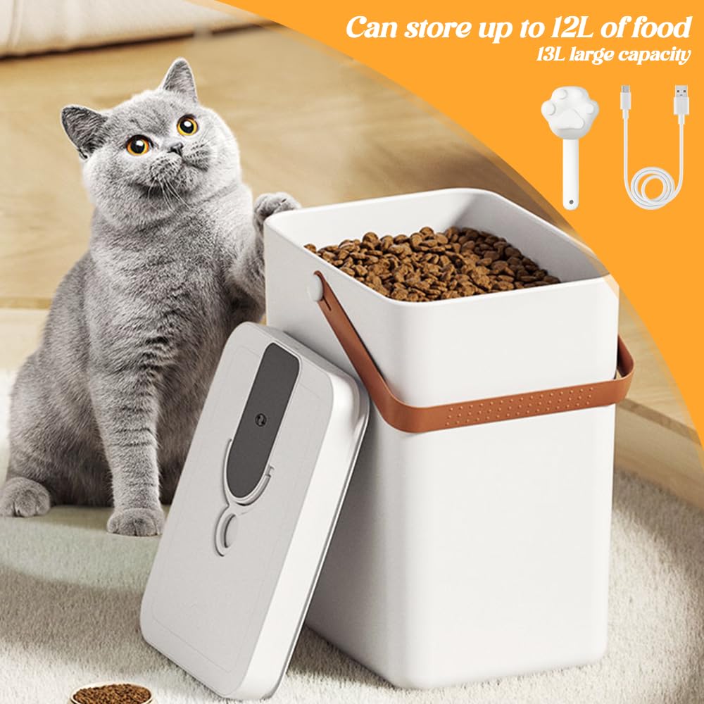 NIERBO Contenitore per alimenti per animali domestici, 13 l, sigillato sottovuoto, ermetico con pala, per gatti e cani