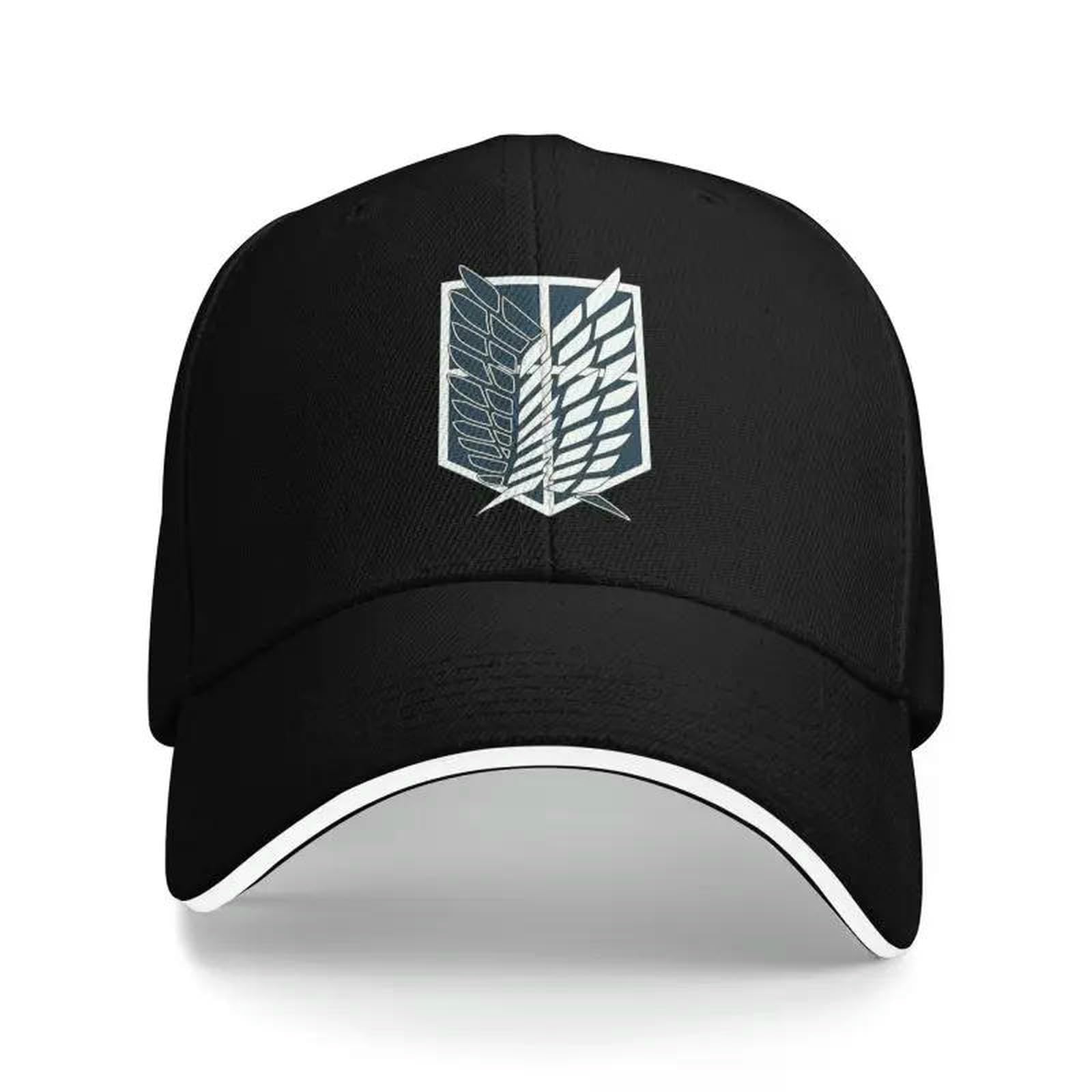 Cappello da Pescatore Berretto Attack On Titan Baseball Unisex, Wings of Freedom Snapback Giornaliero Regolabile Stampa Mikasa-nero-1-regolabile