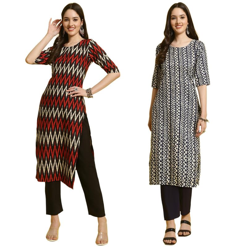 Pinkmint Kurta & Pant Set Ll Printed Kurti Ll Combo Kurta Set Ll (Pack Of 2)