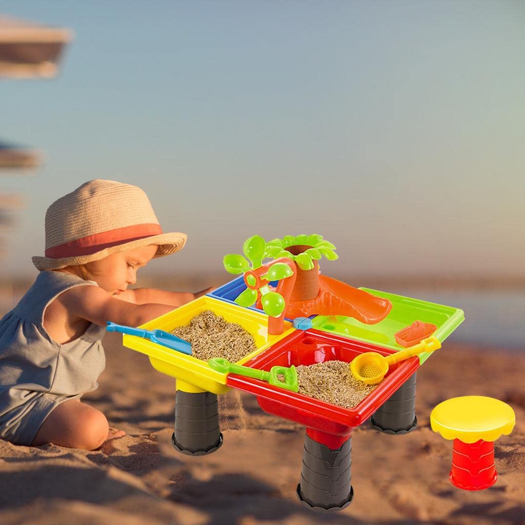 harayaa Strandspieltisch, Sand Und Wasserspielzeug, Eimer Und Schaufel für Kinder, Multifunktional, Tragbar, Fördert Die Kreativität, Geeignet für Strand, Ba, 45x45x35cm