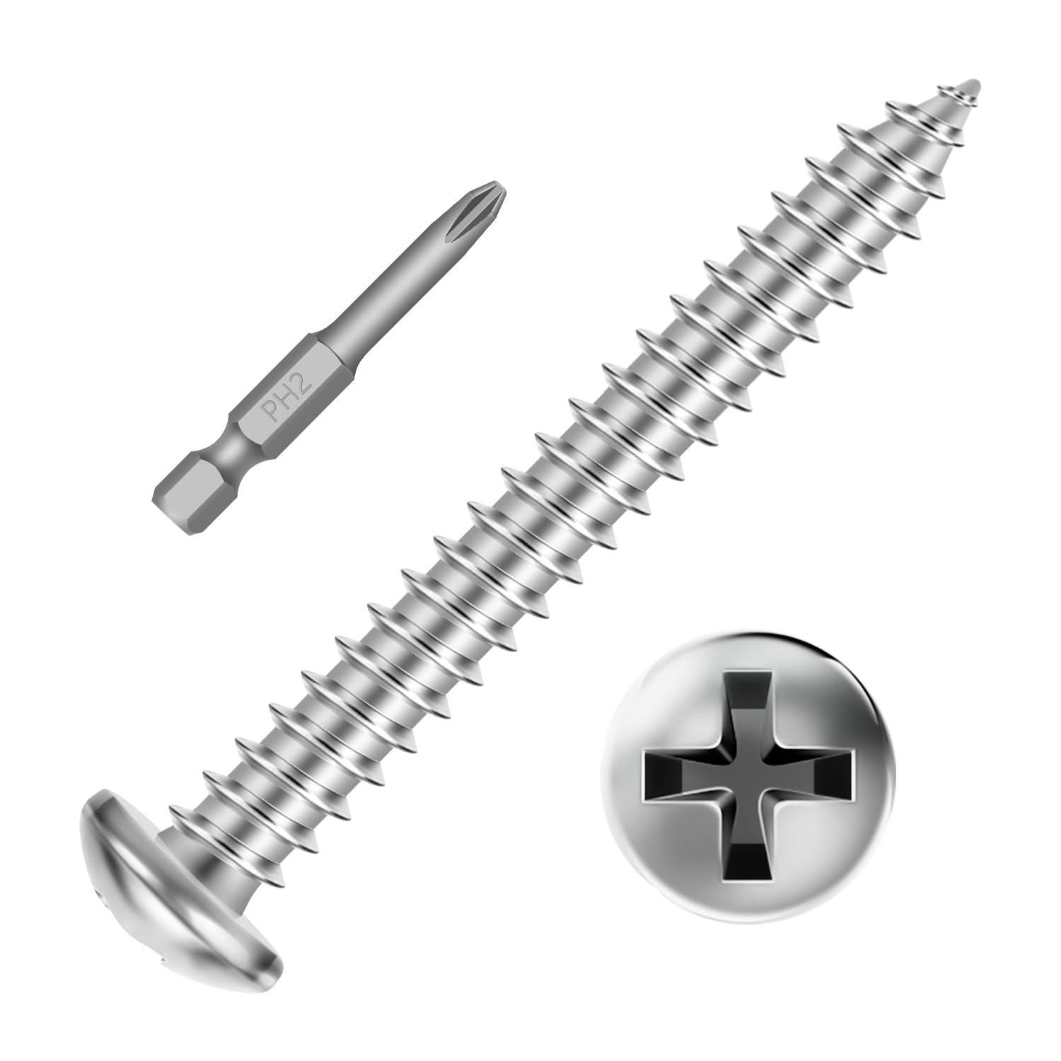 Stainless Steel Sheet Metal Screws - 100 Pack -1
