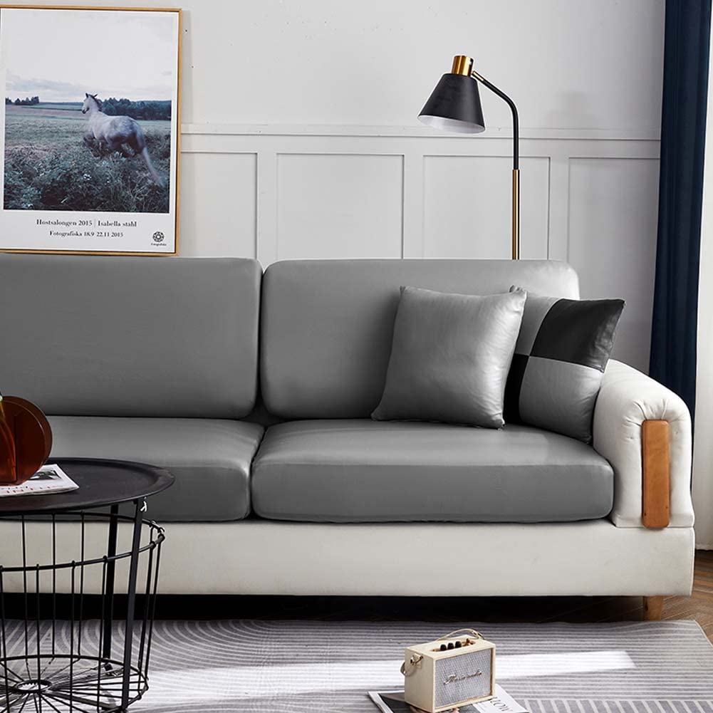 YURRO High Stretch Sofa Cover with Waterproof PU Leather Non Slip Slipcover Furniture Protector for 2 3 4 Seater,Fitted Chair Cushion Seat Patio Couch Slipcover