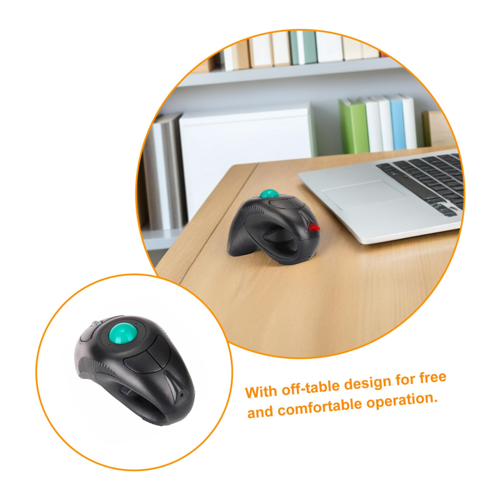 Souris Trackball Portable 2,4 Ghz sans Fil Noire Commande Pouce, Boutons Gauche/Droite Adaptés aux Droitiers et Gauchers, Usage Bureautique Quotidien