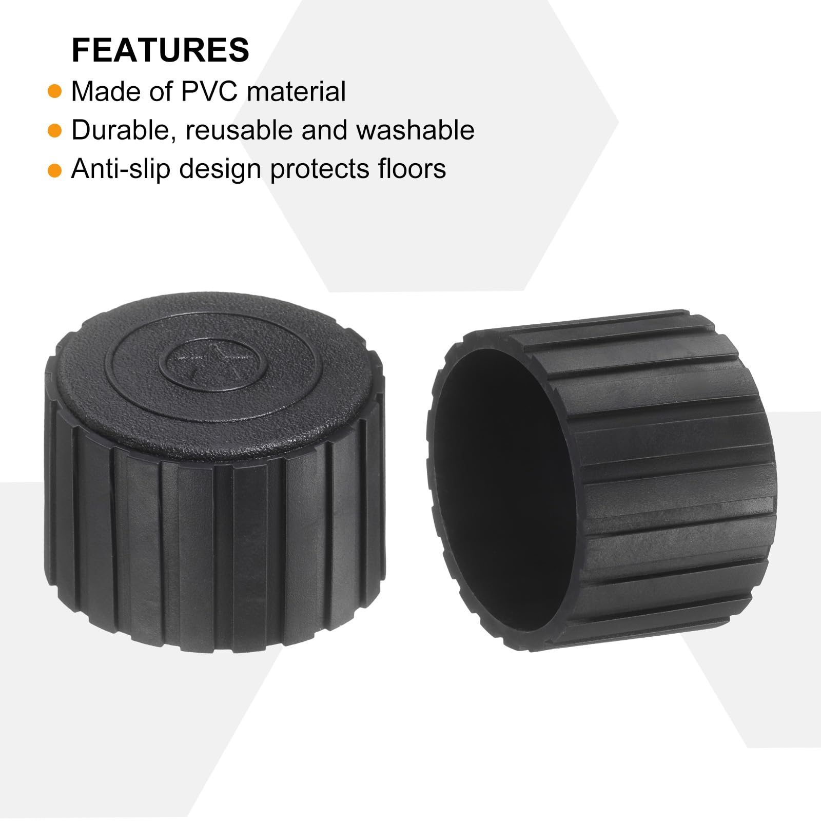 uxcell 16 tappi per gambe di sedie, 4,5 cm, in PVC, antiscivolo, rotondi, per mobili, colore nero