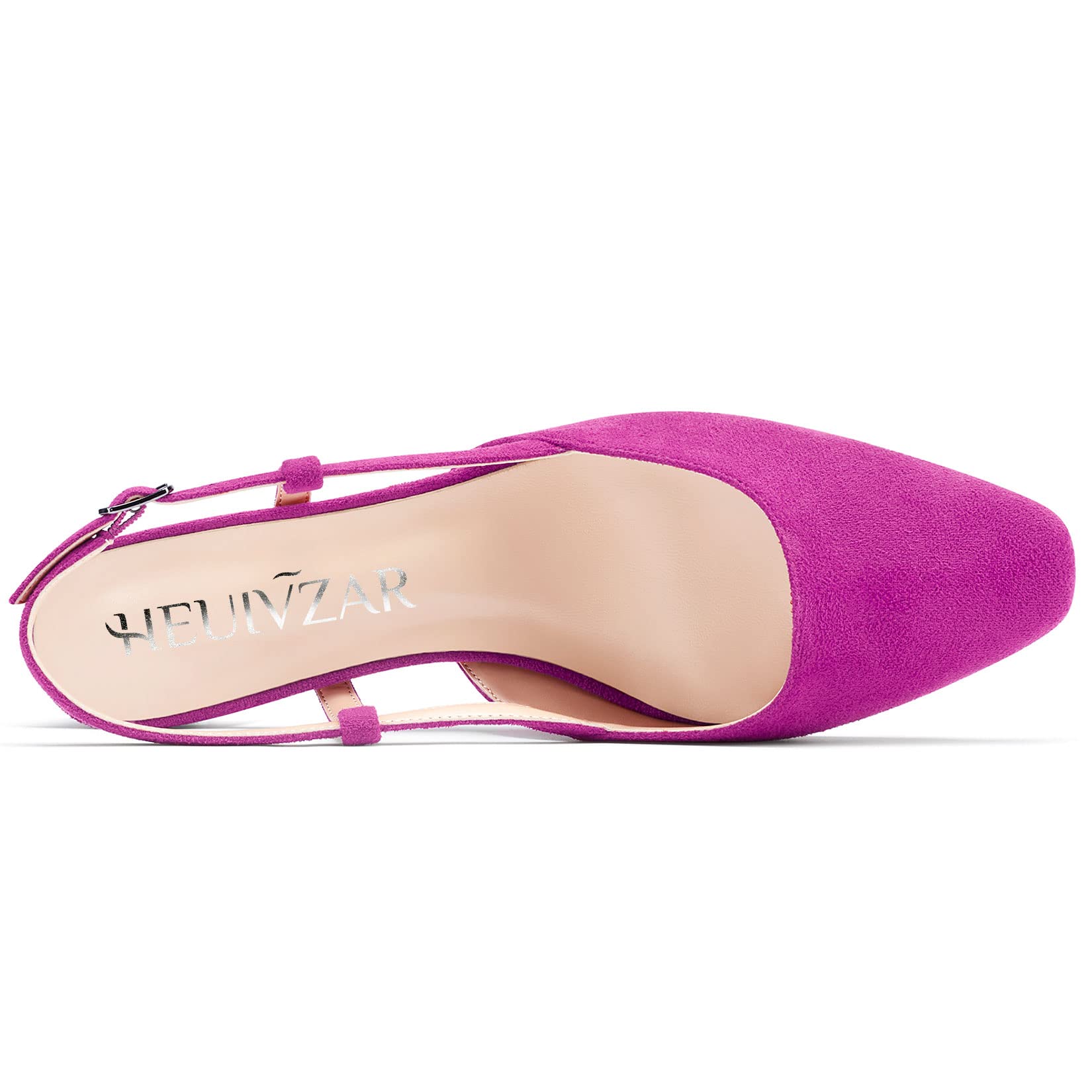 HEUIVZAR Mujer Pumps Cuadrada Punta Gatito Bajos Ancho Chunky Heel Slingback Ante Dress Zapatos Vacaciones Cute de Boda 3.5 CM