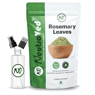 NeutraVed Rosemary Leaves Organic | Rosemary Dry Leaves for Hair Growth, Stronger Strands & Natural Hair Nourishment, Food Grade | Includes Mist Spray & Comb Cape | 100g