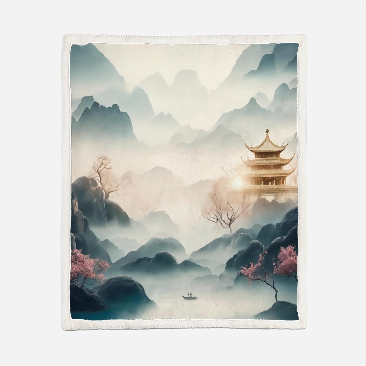 Générique 3D Plaid Couverture Japon Style 150x200cm Microfibre Ultra Douce et Chaude Montagne Couverture Polaire Confortable Sherpa Blanket pour Canapé Couvre Lit Toutes Saisons（MXX 24-9）