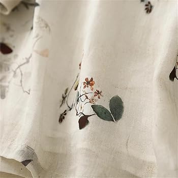 Wvapzxx Cotton and Linen Printed Short Sleeve Shirt Women's