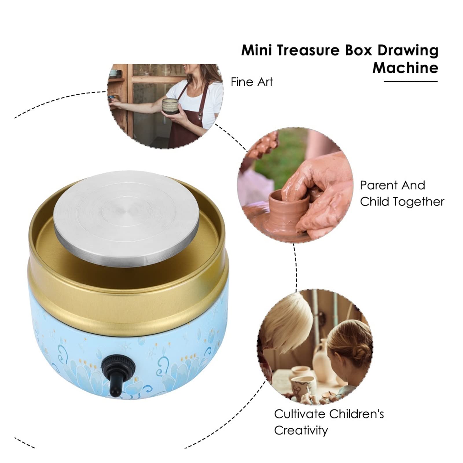 Mini tornio Elettrico per Ceramica, 2000 Giri/min, Fai da Te, Strumenti per Argilla, per Adulti e Bambini, con Vassoio, tornio per Ceramica, tornio per Ceramica Fai da Te, Arte in Ceramica