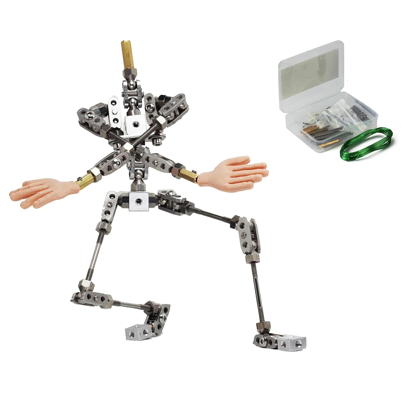 Stop Motion Armature Kits for DIY Studio, 11in Metal Puppet Figure for Character Design Creation, for Stop Motion Animation or Just Fun, Not-Ready Articulated Humanoid Skeleton