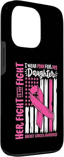 Vista 24 de iPhone 11 Pro Max - Bandera de cáncer de mama I Wear Pink Daughter Her Fight My Fight Case