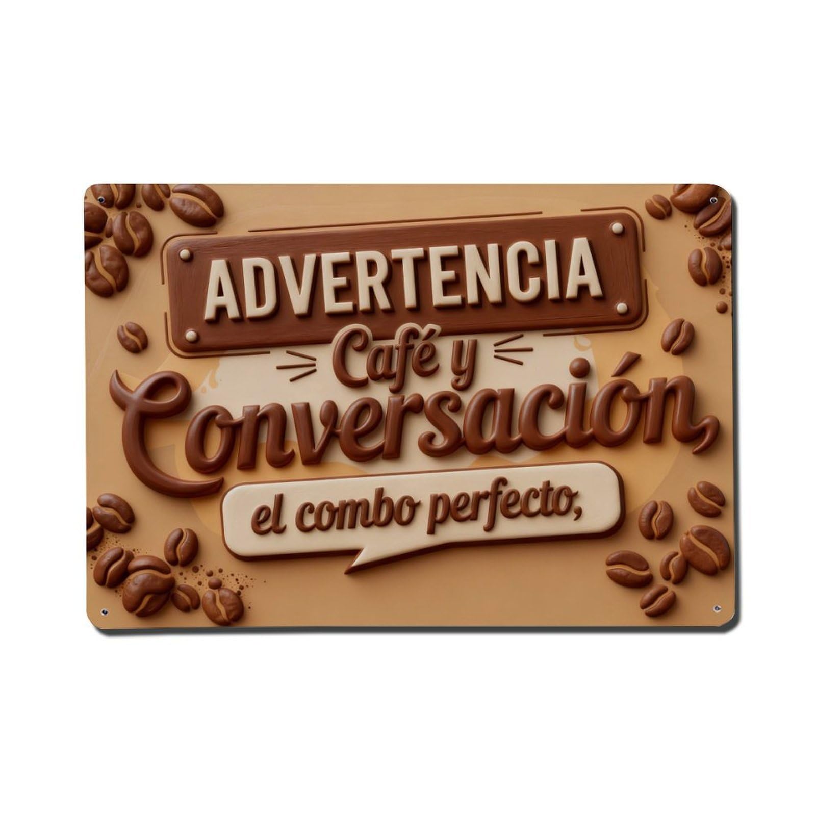 Cafe And Conversation Warning Pattern Metal Tin Sign Plaque