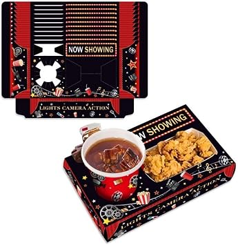 12Pcs Movie Night Snack Trays, Candy Food Drink Popcorn Tray, Disposable Movie Theater Snack Boxes for Kids Birthday Party Supplies