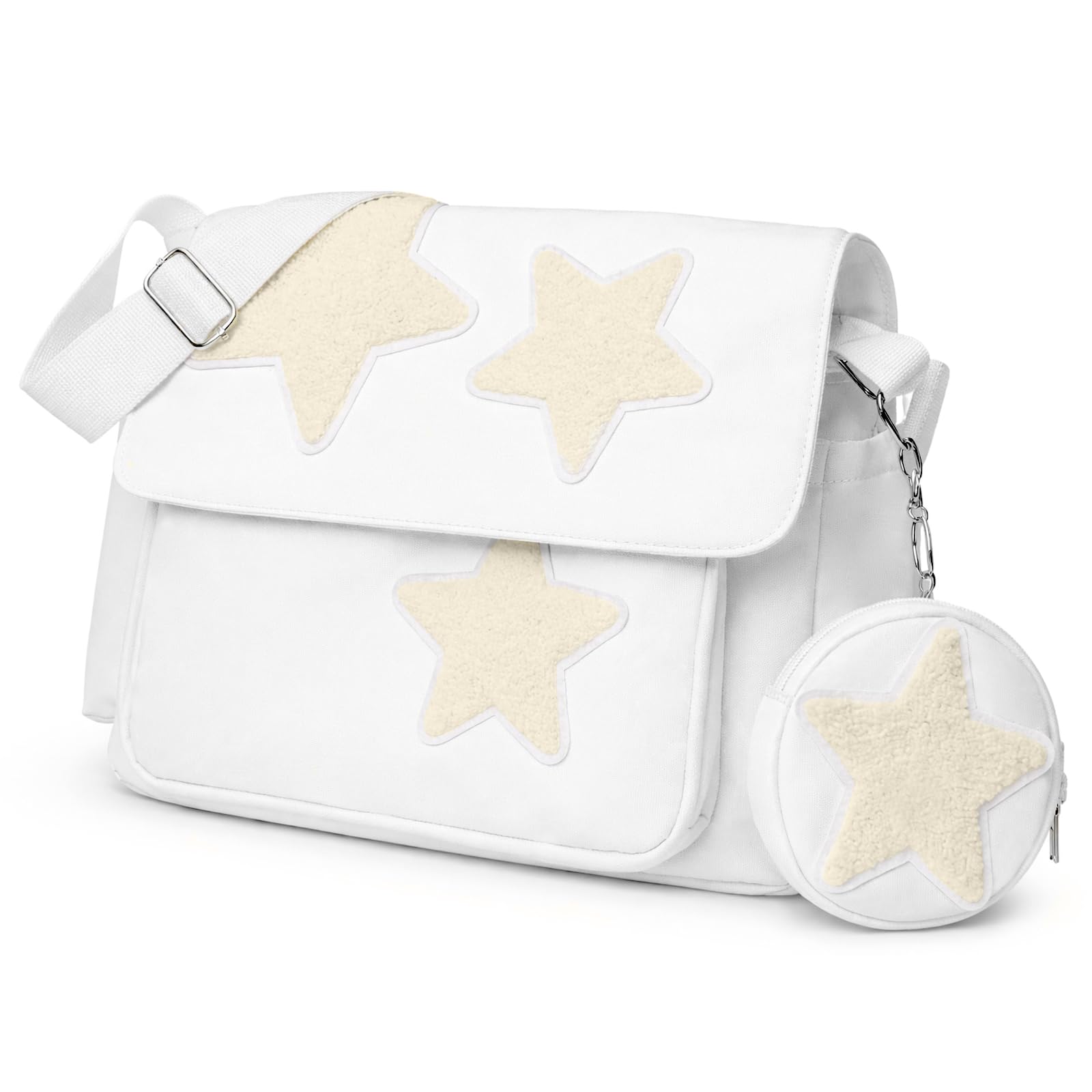 Y2K Messenger Bag for Women, Lightweight Spacious Stars Tote Purse with Cute Coin Purse, Crossbody Shoulder Bag
