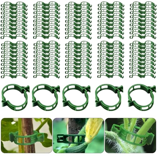 Geebymol 100PCS Plant Support Clips Plant Clips for Climbing Plants Reusable Garden Clips for Plant Tomato Vines Trellis Clips Connects Plant Flower Vegetable for Upright Growth (Green)