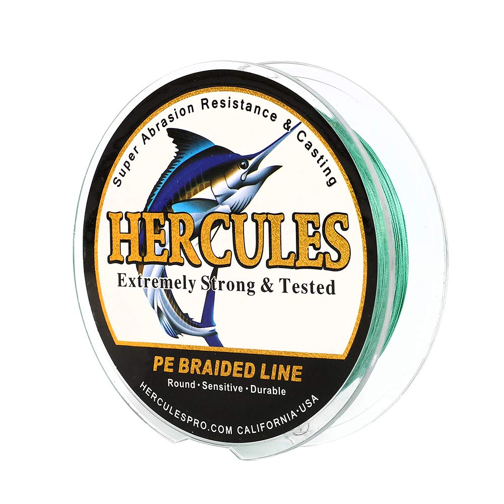 Hercules Super Cast 100M 109 Yards Braided Fishing Line 70 LB Test for Saltwater Freshwater PE Braid Fish Lines Superline 8 Strands - Green, 70LB (31.8KG), 0.44MM โ image 1
