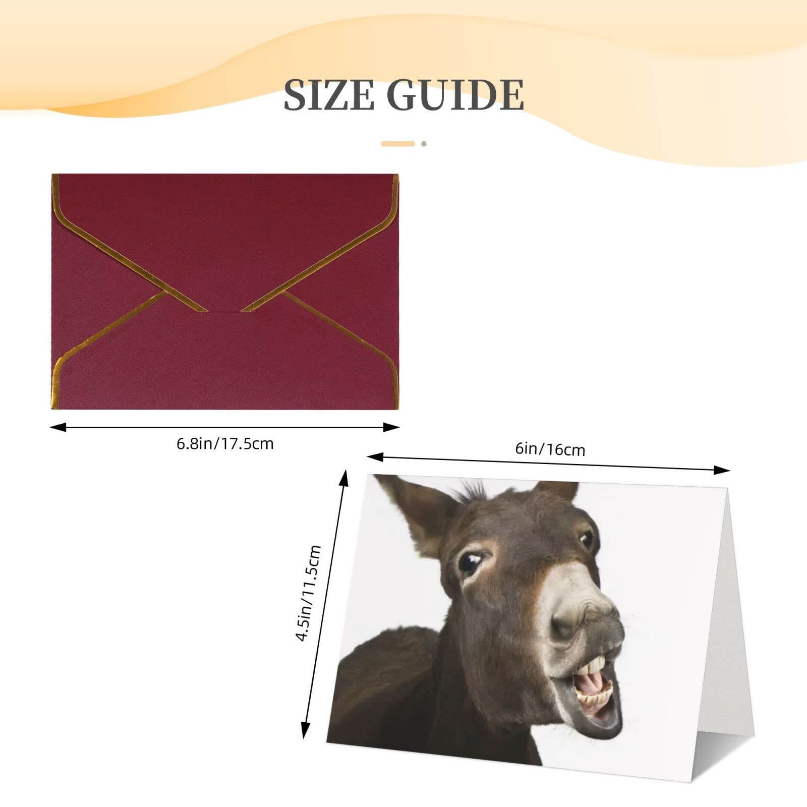 XqmarT Cartes D'anniversaire Vert Foncé Imprimées D'âne Drôle, Cartes Vierges De Vœux Avec Enveloppes, Carte De Remerciement Pour Toutes Les Occasions