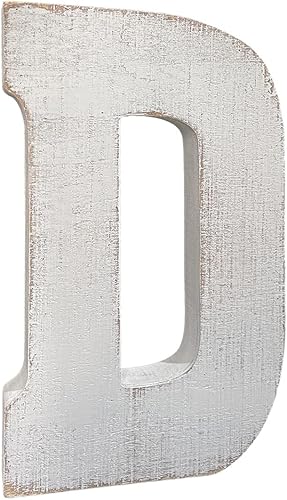 Miniatura 2 de ABELOTS Letra grande de madera envejecida del alfabeto blanco lavado, decoración de pared, letras del monograma, letras del alfabeto, letras de pie
